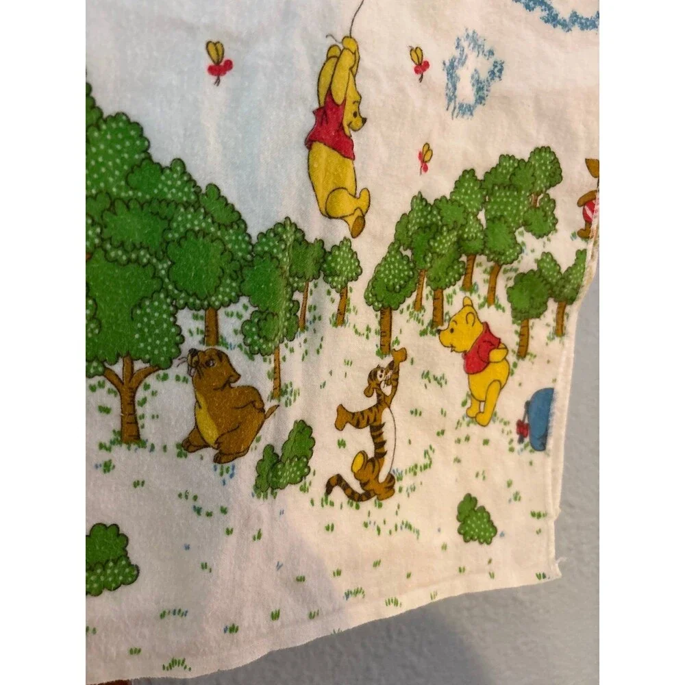 Winnie the Pooh Baby Blanket Vintage Cotton Flannel Tigger Eeyore Piglet Gopher